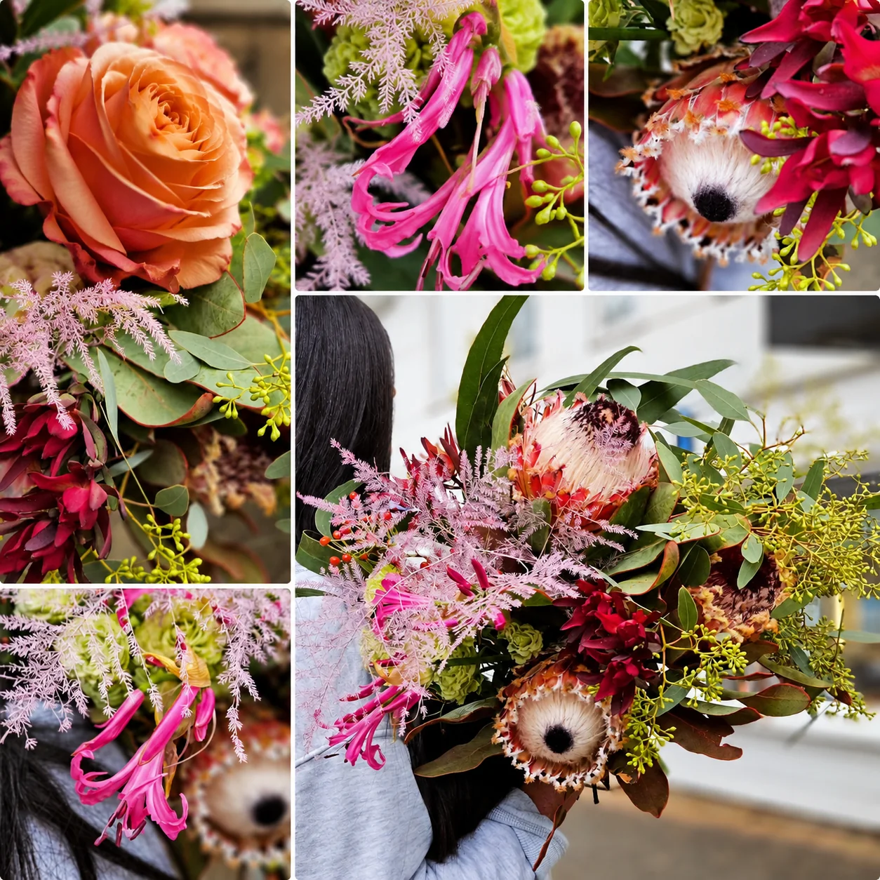 Ausdrucksstarker Blumenstrauß mit Protea und exotischen Blüten – Blumenhaus Altenau