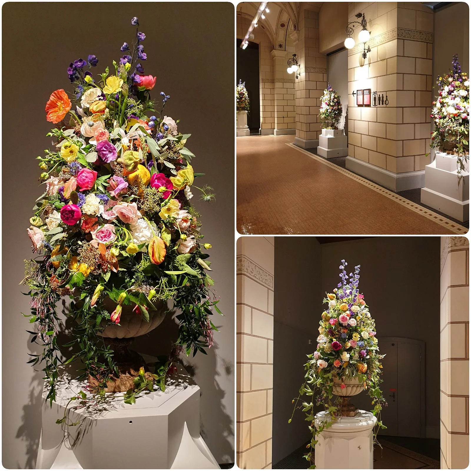 Große farbenfrohe florale Raumgestaltung für eine Veranstaltung